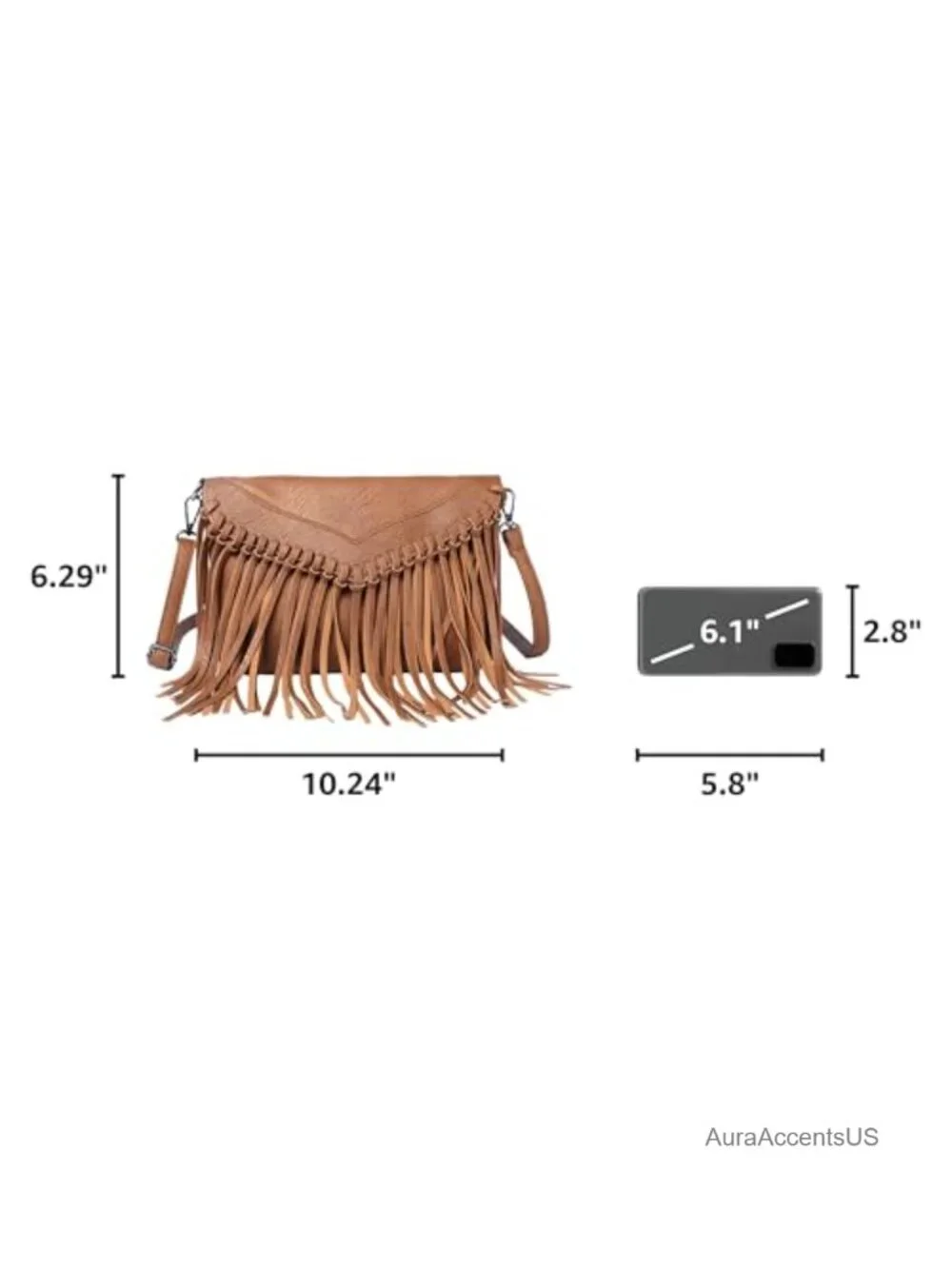 Vintage Fringe Purse Hobo Bag Vegan Leather Tassel Crossbody Handbag
